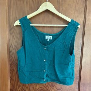 Me & Arrow Dark Teal Tank Vest /Sleeveless Button-Up Top